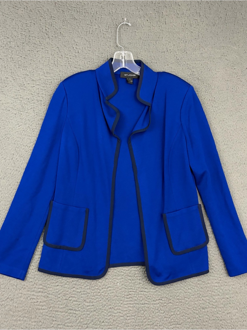 St. John Collection Royal Blue Contrast-Trim Wool Blend Jacket Women’s size 8